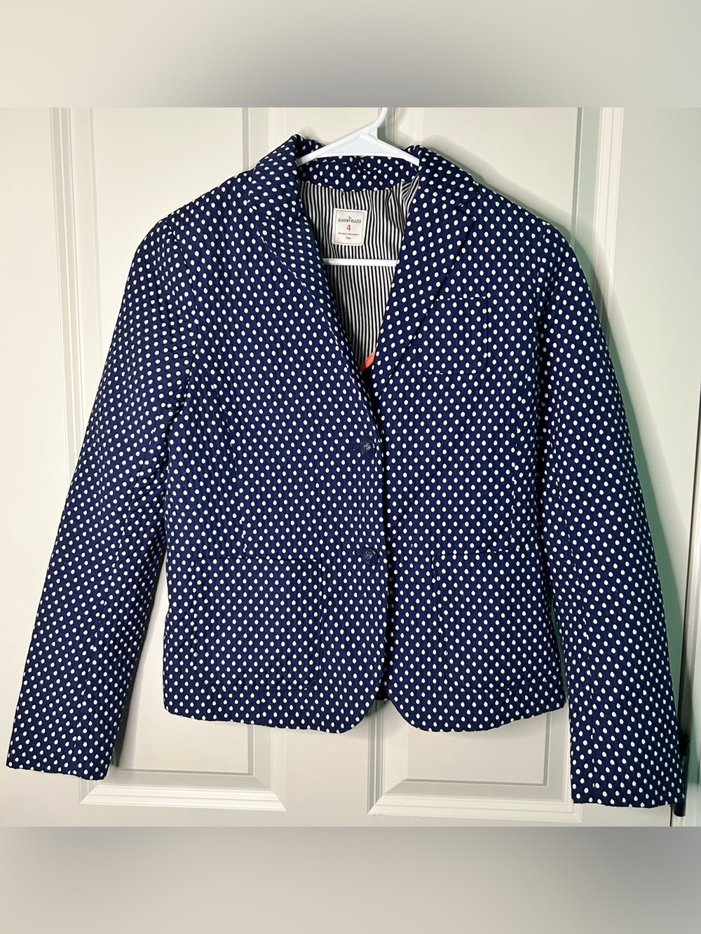 Gap "The Academy" blazer in navy with a white polka dot pattern size 4 - Picture 2 of 11